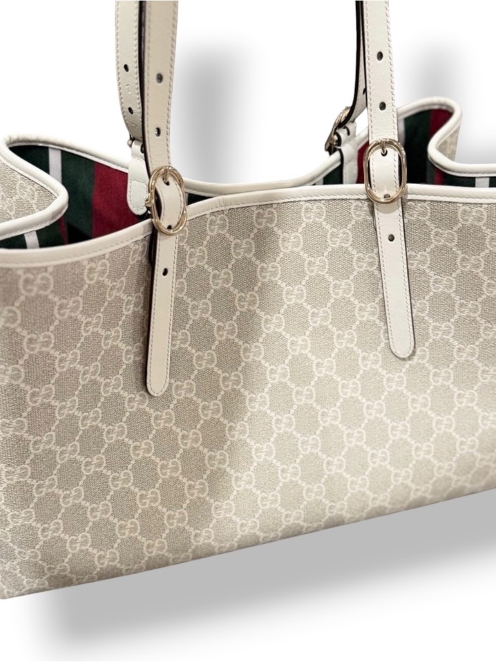 Authentic Gucci Beige GG Supreme Tote Bag everyday bag COA